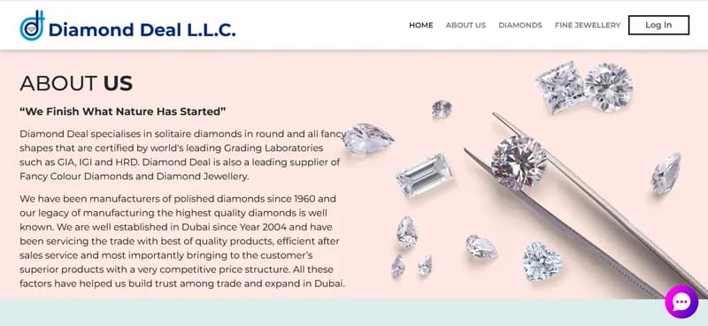 Home page of diamonddeal.ae