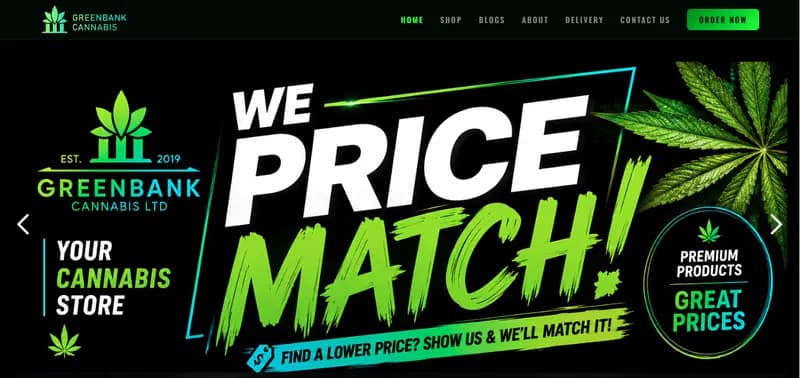 Home page of greenbankcannabis.com