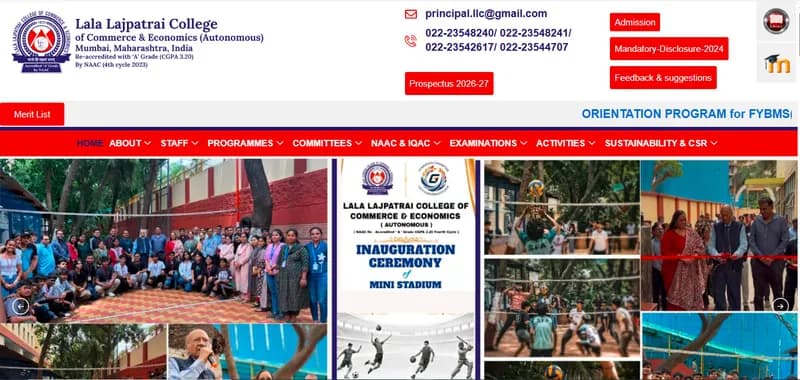 Home page of lalacollege.edu.in