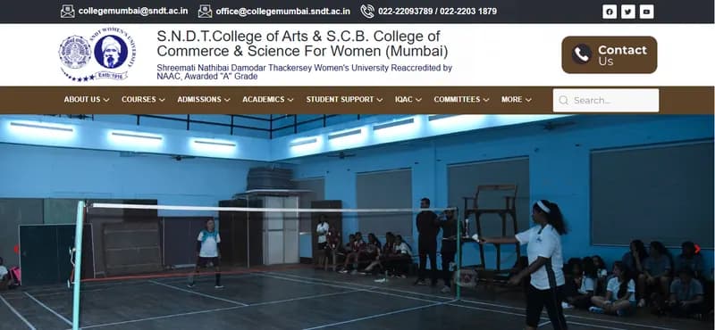 Home page of sndtcollegechurchgate.in
